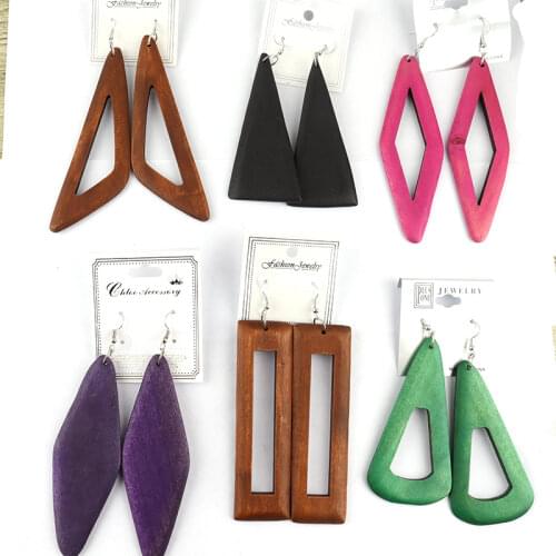Free Shipping!Natural Wooden Drop Earrings can mixed shapes
