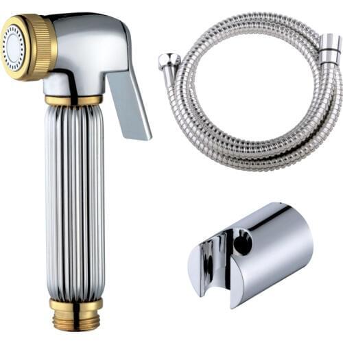 Bidet Shattaf Douche Spray Chrome Toilet portable Toilet Plating Spray Nozzle Sprinkler Shower Head Bidet ABS Holder 1.5 M Hose