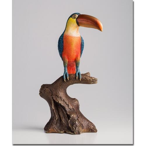 Large-TOP Unique collection gift-Christmas home office bar Decoration-Brazil Ramphastos toco Good luck bird brass sculpture
