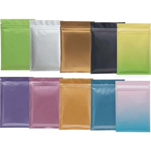 Big Sizes 100pcs Matte Black White Mylar Ziplock Bag Aluminum Foil Zipper Bag Powder Food Heat Seal Storage Flat Bottom Gift Bag