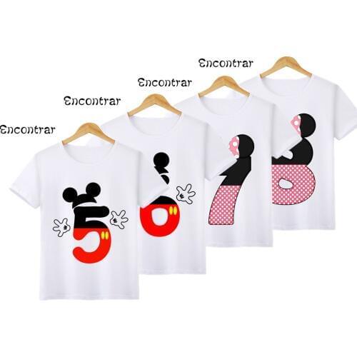 Childrens Cool Number Birthday Bow Design T Shirt Boys/Girls Casual Short Sleeve Tops Kids Funny White T-Shirt,HKP3057