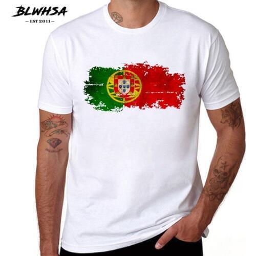 BLWHSA Portugal Flag Printing T shirt Men Casual Short Sleeve Summer Cool T-shirts Funny Portuguese Flag Men Clothing
