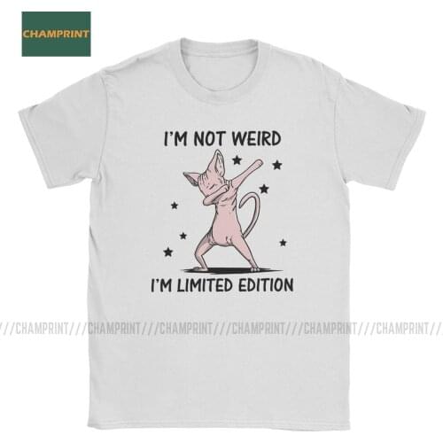 Men Sphynx Cat Dabbing T Shirt Canadian Hairless Kitten Animal Pet Cute 100% Cotton Short Sleeve Tee Shirt Unique T-Shirts