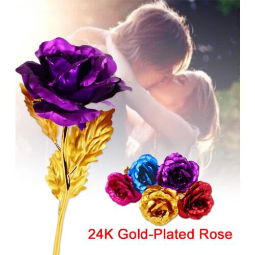 Artificial Flower 24K Golden Rose Without Box Golden Violet Golden 24K Golden Rose Without Box Golden Violet