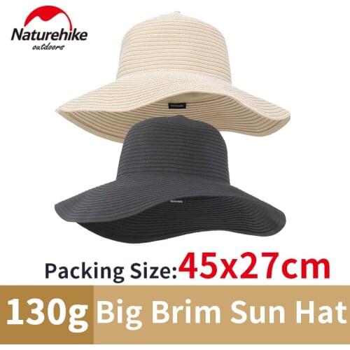Naturehike 9.5cm Big Brim Fisherman Hat UPF50+ Summer Sun Hat Outdoor Hiking Sun protection Fold Beach Cap 2 Color Unisex