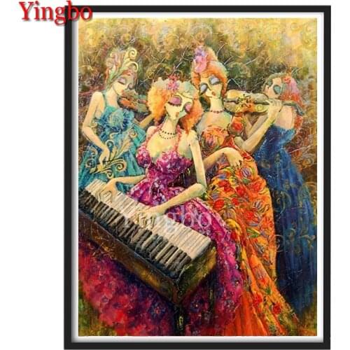 DIY square/round Diamond painting abstract woman playing piano and violin Cross Stitch Diamond Embroidery Rhinestone Handicrafts