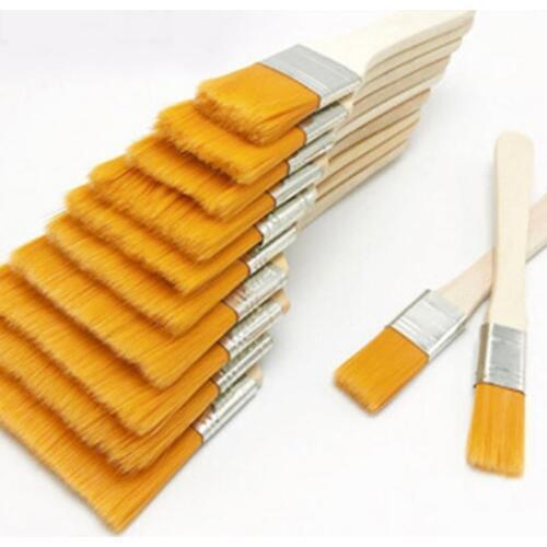 12pcs/set Reusable Paint Brushes Home Tool Wall Decor Barbecue Nylon Gouache With Wood Handles Oil Painting Gift For Children