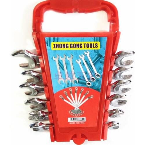 6pcs open end wrenches set with plastic frame 6-7mm 8-10mm 10-12mm 12-14mm 13-15mm 14-17mm household repair tool