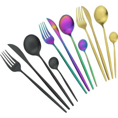 24Pcs/Set Gold Cutlery Set Stainless Steel Dinnerware Set Knives Forks Spoon Tableware Set Party Kitchen Flatware Silverware Set