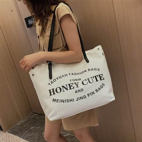 2019 new Korean version of large-capacity canvas bag fashion wild shoulder bag