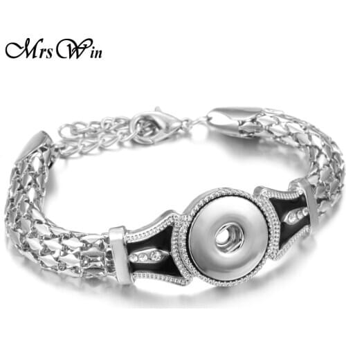 New Snap Bracelet High Quality Vintage Silver color 18mm Snap Bracelet Adjustable Size Chain Bracelet Watches Snap Jewelry