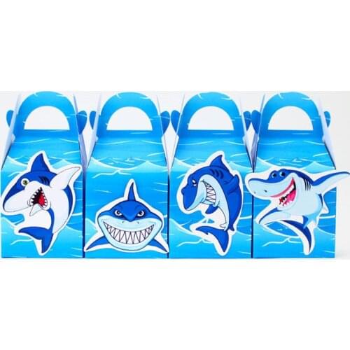 OEIN 12pcs Shark Party Candy Box Paper Gift Boxes Bag Under the Sea Shark Theme Baby Shower Favor Kids Birthday Party Decor