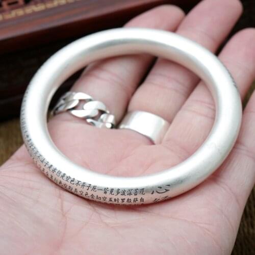 Wholesale S999 Sterling Silver Jewelry Retro Thai Silver Simple Female Models Matte Popular Bangle