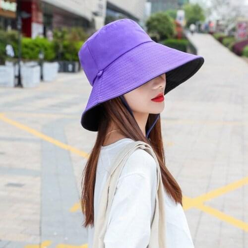 Fashion Casual Sun Bucket Hat Summer Womens Cap Wide Brim Foldable Anti-UV Flat Fisherman Cap Panama Female Hat Fishermans Hat