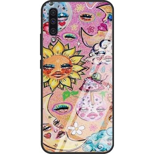 Psychedelic Indie Aesthetic Case For Samsung A72 A71 A51 A31 A40 A50 A70 A20e A21S A12 A32 A52 Tempered Glass Cover