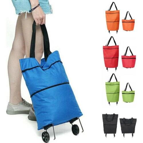 Folding Shopping Trolley Cart Pull Bag With Wheels Foldable Waterproof Bags Reusable Grocery Bags Food Non-Woven Market Bag New