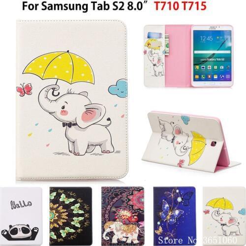 SM-T715 Case Cover For Samsung Galaxy Tab S2 8.0 T710 T715 T713 SM-T719 Smart Case Funda Tablet Fashion butterfly Stand Shell