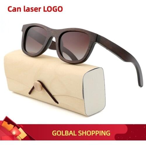 Natural bamboo and wood sunglasses handmade polarized ladies mirror coating lens glasses with gift box