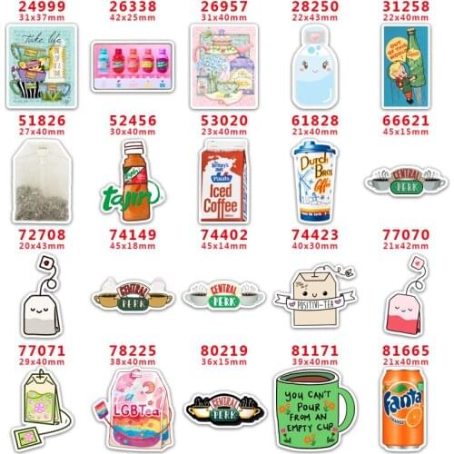 DIY Craft Supplies Sewing Accessories Cartoon Drinks Printed Planar Resins Mold 30 Pieces. PR-24999