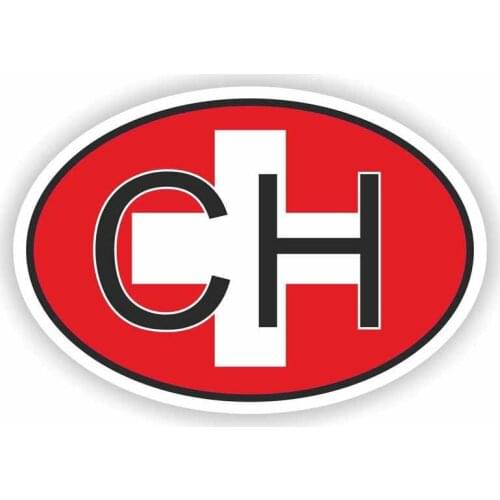 Creative CH SWITZERLAND Country Code Flag Car Sticker Helmet Decal,14.2CM*9.5CM