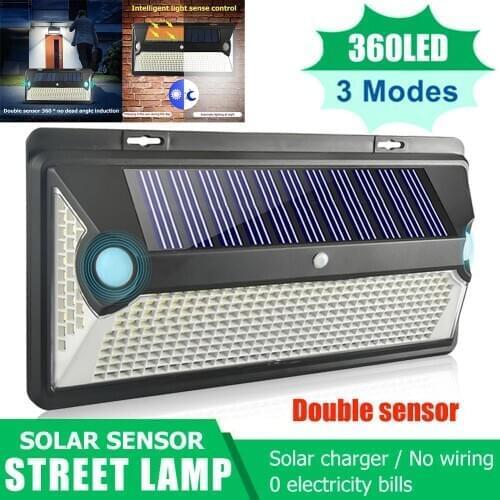Outdoor LED Solar Light Double PIR Motion Sensor Wall Lamp Waterproof Solar Street Lamp Night Security Garden Lighting