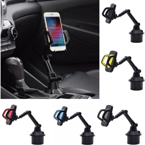 Universal 360 Degree Carbon Fiber Adjustable Angle Type Car Cup Holder Mount Stand Cradle for 3.5-7" Mobile Phones Smartphones