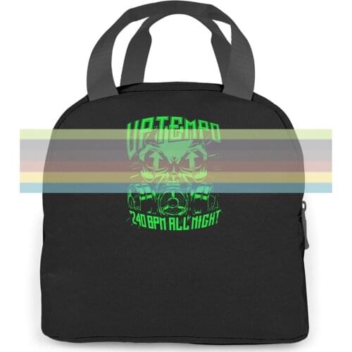 UPTEMPO BPM BlackGreen Hardcore Gabber Party women men Portable insulated lunch bag adult student