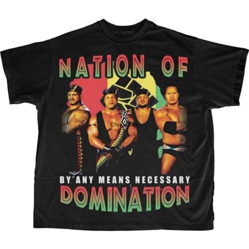 Nation of Domination Vintage Wrestling Shirt Tee T Shirt 90s Retro Attitude Era (S 5XL)