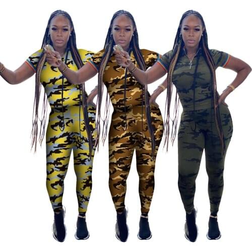 2-piece womens clothing wholesale item sportswear camouflage print short-sleeved womens sports fashion suit