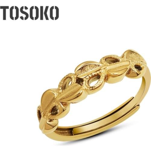 TOSOKO Stainless Steel Jewelry Peach Heart Love Hollow Out Index Finger Ring Female Fashion Lovely Ring BSA226