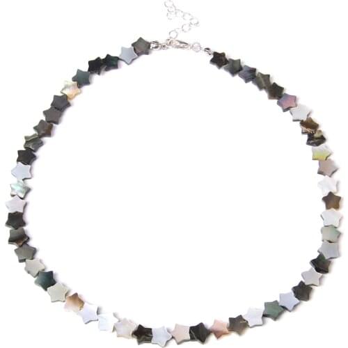 Mother Of Shell Necklace Women Fashion White Black Star Shape Collar For Femme Natural Slice Shell Pendant Necklace Boho Jewelry
