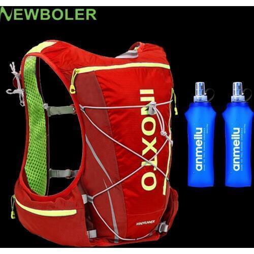 NEWBOLER Trail Running Vest Backpack 8L 10L Ultra Running Hydration Vest Pack Marathon Running Rucksack Bag 500ml Soft Flask