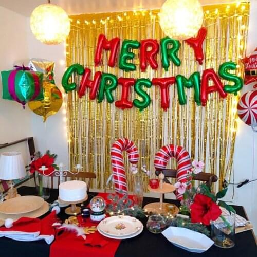 1set Christmas Decoration 16inch Foil Merry Christmas Balloons Banner Home Christmas Party Background Decor Baby New Year Gift