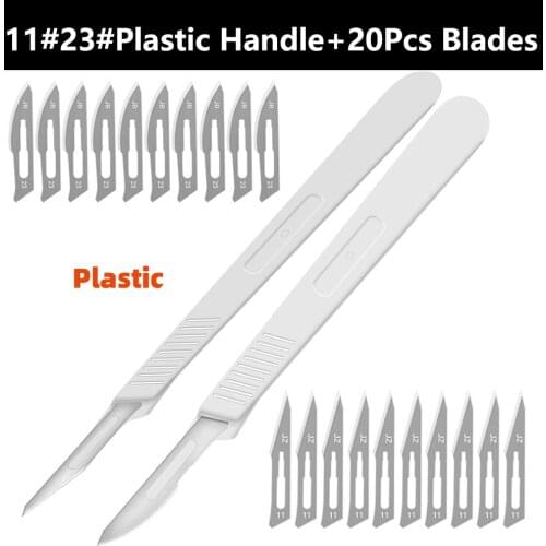 11# 23# Carbon Steel Plastic Surgical Scalpel Blades + 1 Pcs Plastic Handle Scalpel DIY Cutting Tool PCB Repair With Box