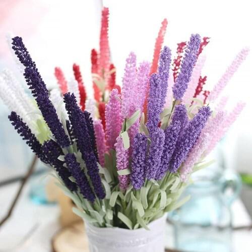 12 Heads/Bouquet 4 Colors Purple Romantic Provenc Artificial Flowers Lavender Decoration For Wedding Party Garden Decor