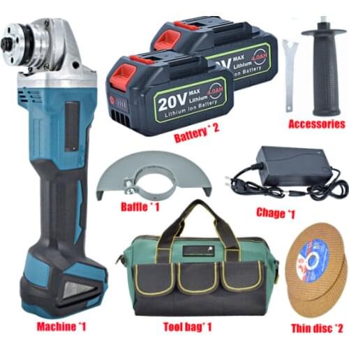 88V Brushless Cordless Impact Electric Angle Grinder Power Tools Polishing Grinding Cutting Machine Lithium Battery