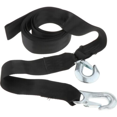 2 Inch x 20 Foot Boat Trailer Winch Strap Double Hooks Attachment Heavy Duty