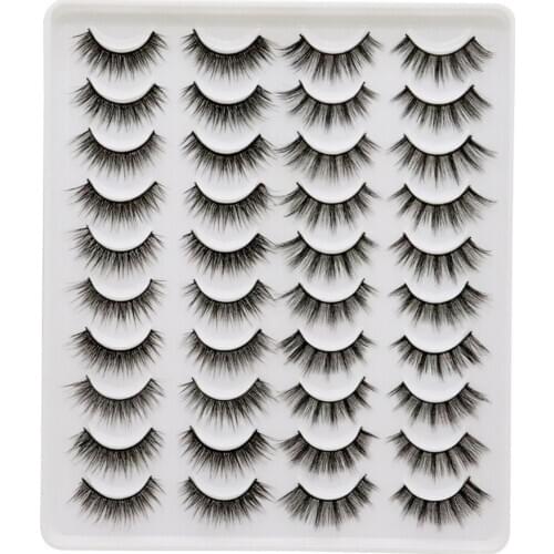 20 pairs of 3D mink false eyelashes natural/dense multi-layer long eyelashes small bunch makeup mink eyelashes