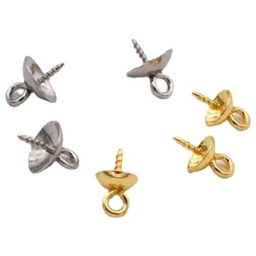 20pcs Eye Pins Eyepins Hooks Eyelets Screw Threaded Stainless Steel Clasps Hook Pearl Tray Jewelry Findings for Making DIY jp