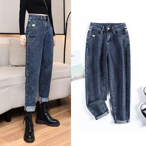 2020 Autumn Stretch Harlan Jeans Womens 2020 Casual Comfortable BF Straight Jeans for Women Denim High Waist Jeans Capri-Pants