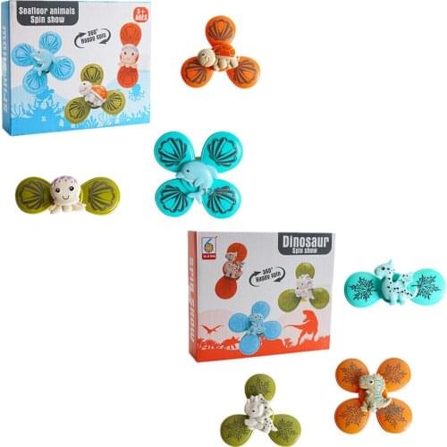 3pcs/set Spinning Top Toy Cute Animals Bath Toy Safe Suction Cup Spin Sucker Toys Baby Fidget Stress Reliever Toy For Kids