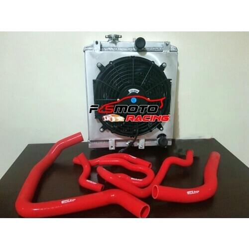 32MM PIPE Aluminum Radiator Shroud Fan For Honda Civic CRX Del Sol EK EG EM1 D15/D16 B16/B18 VTEC 1992-2000 + Silicone Hoses