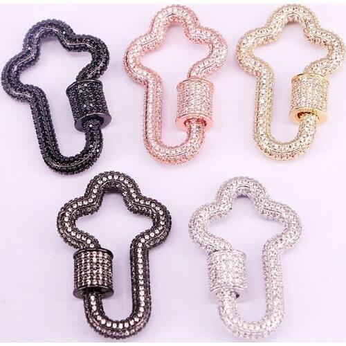 4PCS, Fully CZ Micro pave Cross Clasp, Crystal Zirconia Pave Clasp, Gold/Rose Gold/Gunmetal Silver Color Clasp, Necklace Clasp
