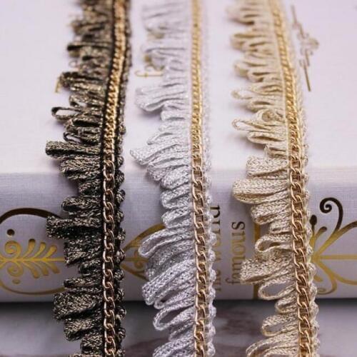50yard Chain Tassel Lace Ribbon Beaded Fringe Lace Trim Fabric Paillette Lace Wedding Dress Dentelle Applique Sewing Accessories