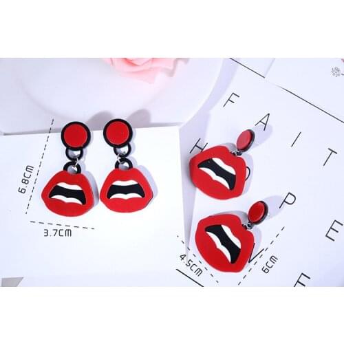 6 pairs / lot fashion jewelry red lip mouth earrings for women