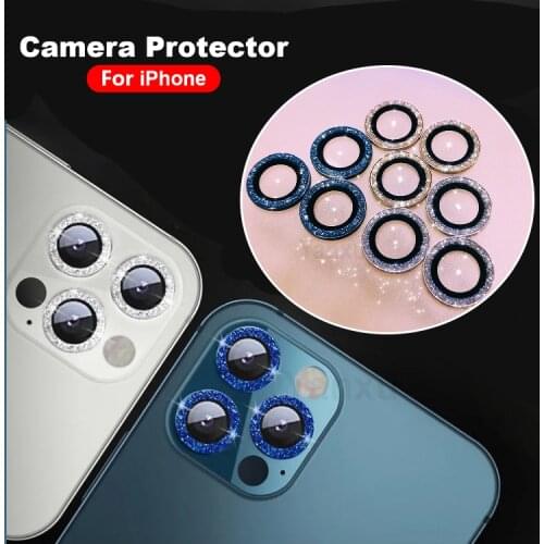 Diamond Camera Lens Protector For iPhone 12 Pro Max 12 Mini Camera Metal Ring Glass For iPhone 11 12Pro Max 12Pro Protective Cap