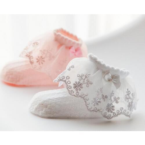 Free Shipping Summer Girls Princess Lace Mesh Flower Cotton Socks For Kids Socks 2016 New Children Bows Socks 1lot=6pairs