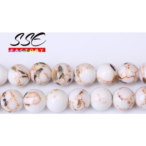 Natural White Howlite Stone Beads Round Loose Shell Spacers Beads for Jewelry Making 15'Strand DIY Charm Bracelet 4/6/8/10/12mm