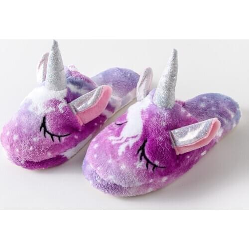 Kigurumi Unicorn Home Slippers Winter Kids Shoes For Boys Girls Slippers Cartoon Animal Claw Child Licorne White Leisure Shoes