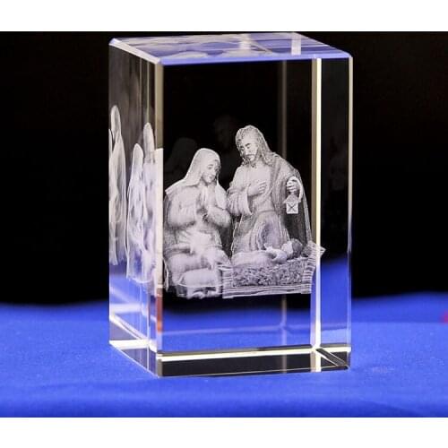 Jesus Shepherd Statue Jesus Cross Christian Model Catholic Crystal Engraving Crafts Home Christian Decoration
